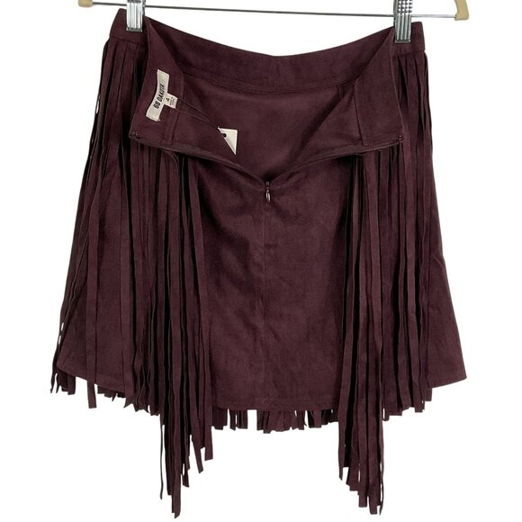 BB Dakota Barton Fringe Skirt Faux Suede Antelope Boysenberry Size 4 NWT - Picture 5 of 10